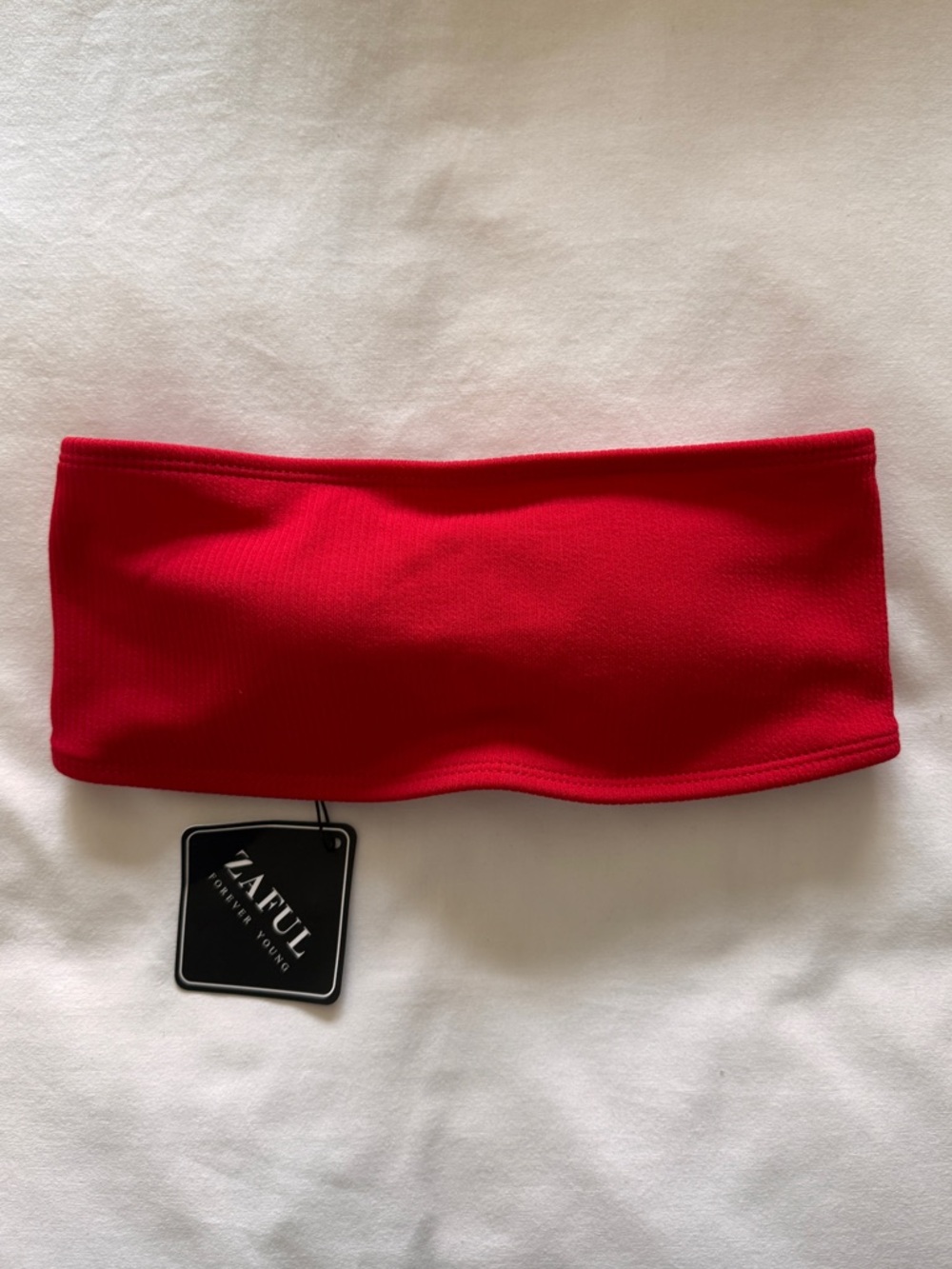 Zaful NWT Red ribbed bikini top small bandeau strapless swim suit bathing suit